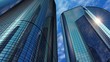 Modern reflective office skyscrapers
