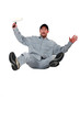 Shocked painter falling backwards