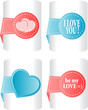 valentines and wedding stickers or tags set
