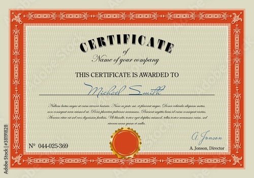 Vector: Certificate Certificate