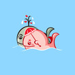 Cute whales swimming in love