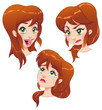 Expressions of young girl. Vector isolated illustrations