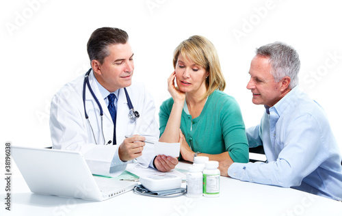 Photo: Doctor and patient senior couple. Doctor and patient senior couple.