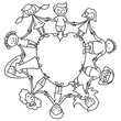 Kinderkreis, Herz, Ausmalbild