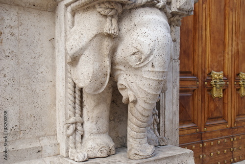 Photo: ornamental elephant front of an historical building ornamental elephant front of an historical building