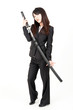 asian businesswoman with japanese sword