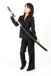 asian businesswoman with japanese sword