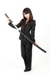 asian businesswoman with japanese sword