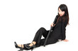 asian businesswoman with japanese sword