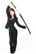 asian businesswoman with japanese sword