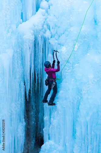 Photo: portrait of woman climbing ice portrait of woman climbing ice