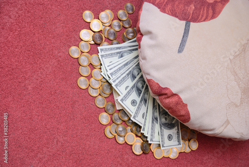 Photo: Money under a pillow Money under a pillow