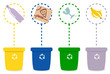 Vector: Colorful recycle bins isolated on white background Colorful recycle bins isolated on white background