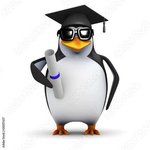 Illustration: 3d Penguin is pleased to graduate 3d Penguin is pleased to graduate