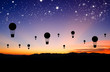 silhouettes balloon fly with star silhouettes balloon fly with star