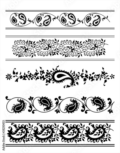 Vector: traditional paisley floral designs, Rajasthan, India traditional paisley floral designs, Rajasthan, India