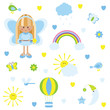 Cute blue sky set