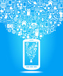 Vector: telephone and social media icons blue telephone and social media icons blue
