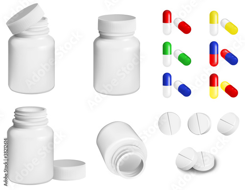 Vector: pills and bottle pills and bottle