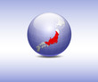 Map of Japan with flag in the globe