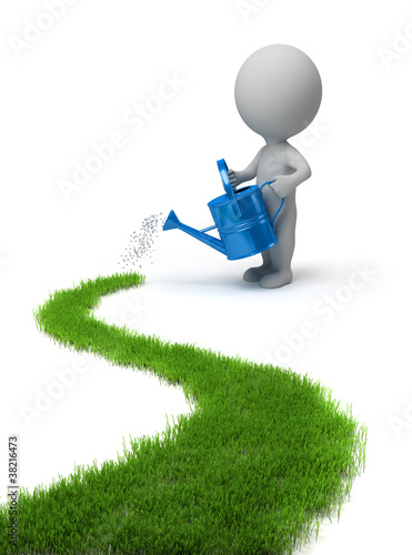 Ilustración: 3d small people - grassy road 3d small people - grassy road