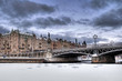 Old buildings and bridge in winter. Old buildings and bridge in winter.