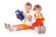 Children with toys in the studio