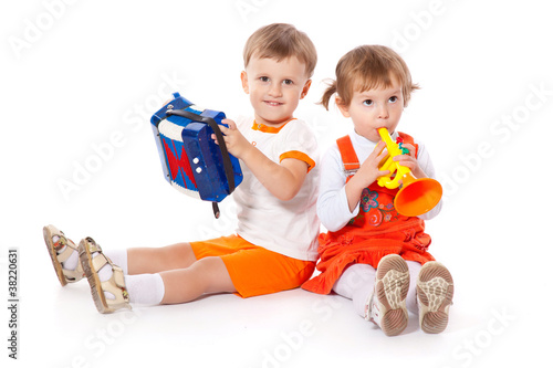Photo: Children with toys in the studio Children with toys in the studio