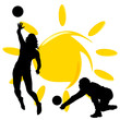 volleyball two girl silhouette illustration