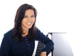 smiling teenage girl by the piano