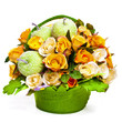 rose composition in green busket rose composition in green busket