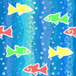 Vector: vector seamless background with waves and colorful fish vector seamless background with waves and colorful fish