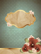 Blue romantic vintage banner with flowers