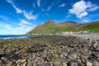 Shingle beach of Famjin , Faroe Islands.