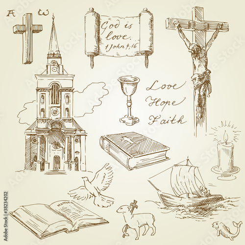 Vector: christianity-hand drawn collection christianity-hand drawn collection