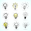 Set of Hand-drawn light bulbs, symbol of ideas