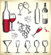 Hand-drawn wine design elements Hand-drawn wine design elements