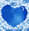 Illustration: cloud heart and moon cloud heart and moon