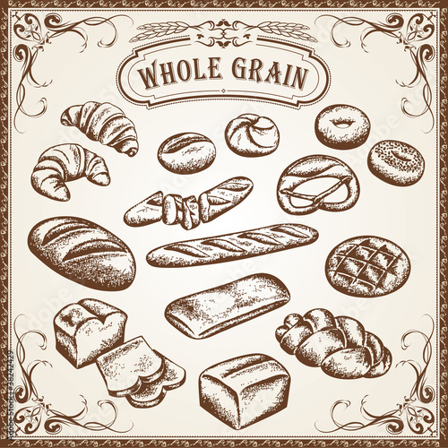 Vektor: Vector Bakery Set Whole Grain Vector Bakery Set Whole Grain