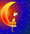 cat sings sitting on moon about love for day Valentina