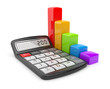 Calculator and colorful chart. Icon 3D. Business concept. Isolat