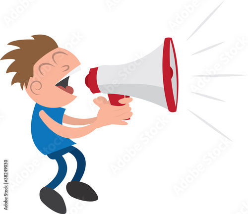 Vector: Guy yelling or screaming into a megaphone Guy yelling or screaming into a megaphone
