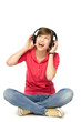 Young woman wearing headphones