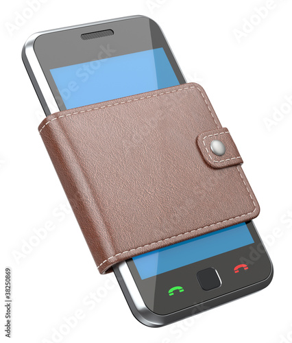 Illustration: Mobile phone in the wallet Mobile phone in the wallet