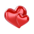 Couple of red hearts , isolated on white