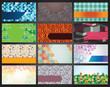 collection of 12 horizontal business cards  - vector