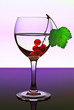 Johannisbeeren mit Blatt in dem Glas