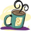 Vector Coffee Illustration:  coffee steaming in teal mug.