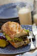 Meatloaf sandwich on rustic French Baguette