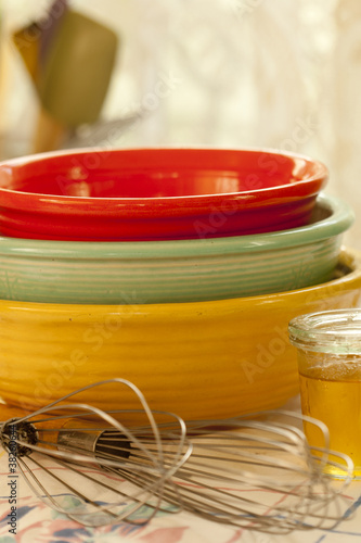 Photo: Mid-century baking bowls and vintage utensils Mid-century baking bowls and vintage utensils